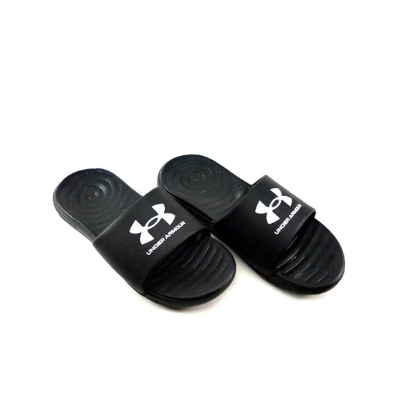 Under Armour  Black/White Unisex Rubber Sliders Padded Comfort Insoles Size 7 - Picture 5 of 6